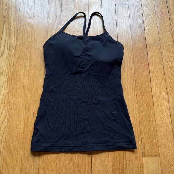Lululemon Size 2 Black Power Y Light Support Racerback Tank Top w/ Built-In Bra - Picture 3 of 14